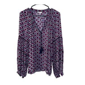 Lucky Brand Womens Puff-Sleeve Peasant Blouse Size: Large